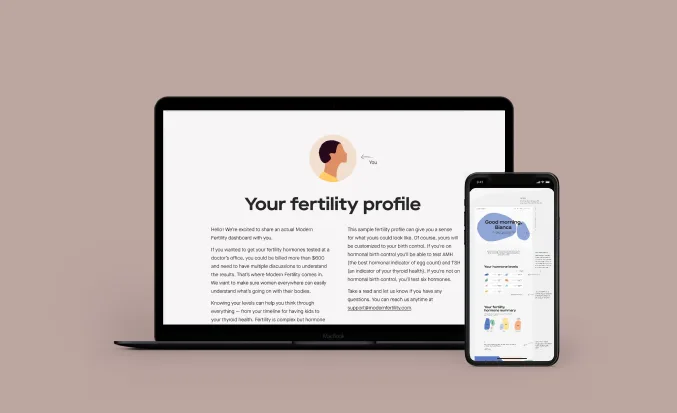 Fertility profile report on laptop and cellphone